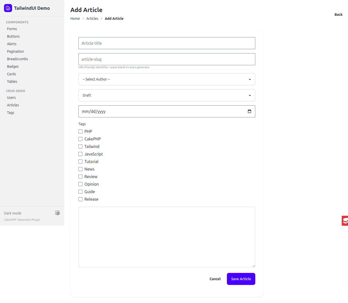 Article add form