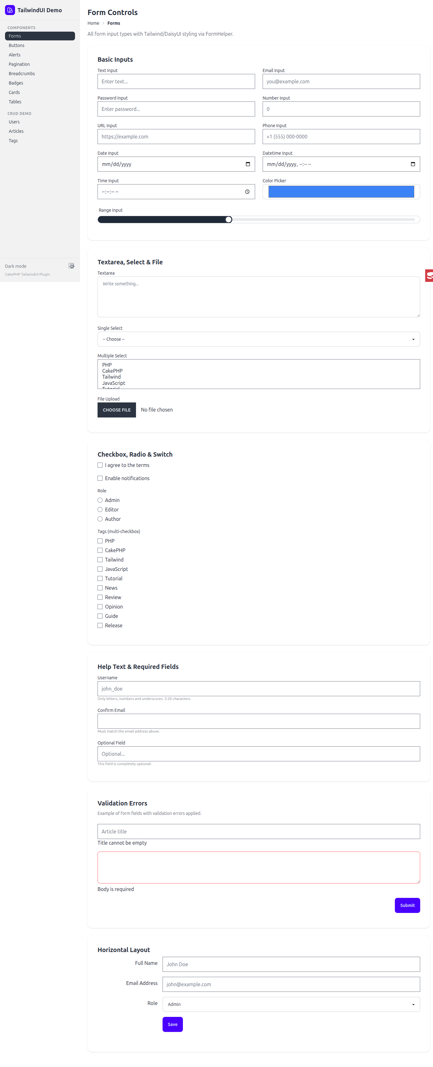 Form controls