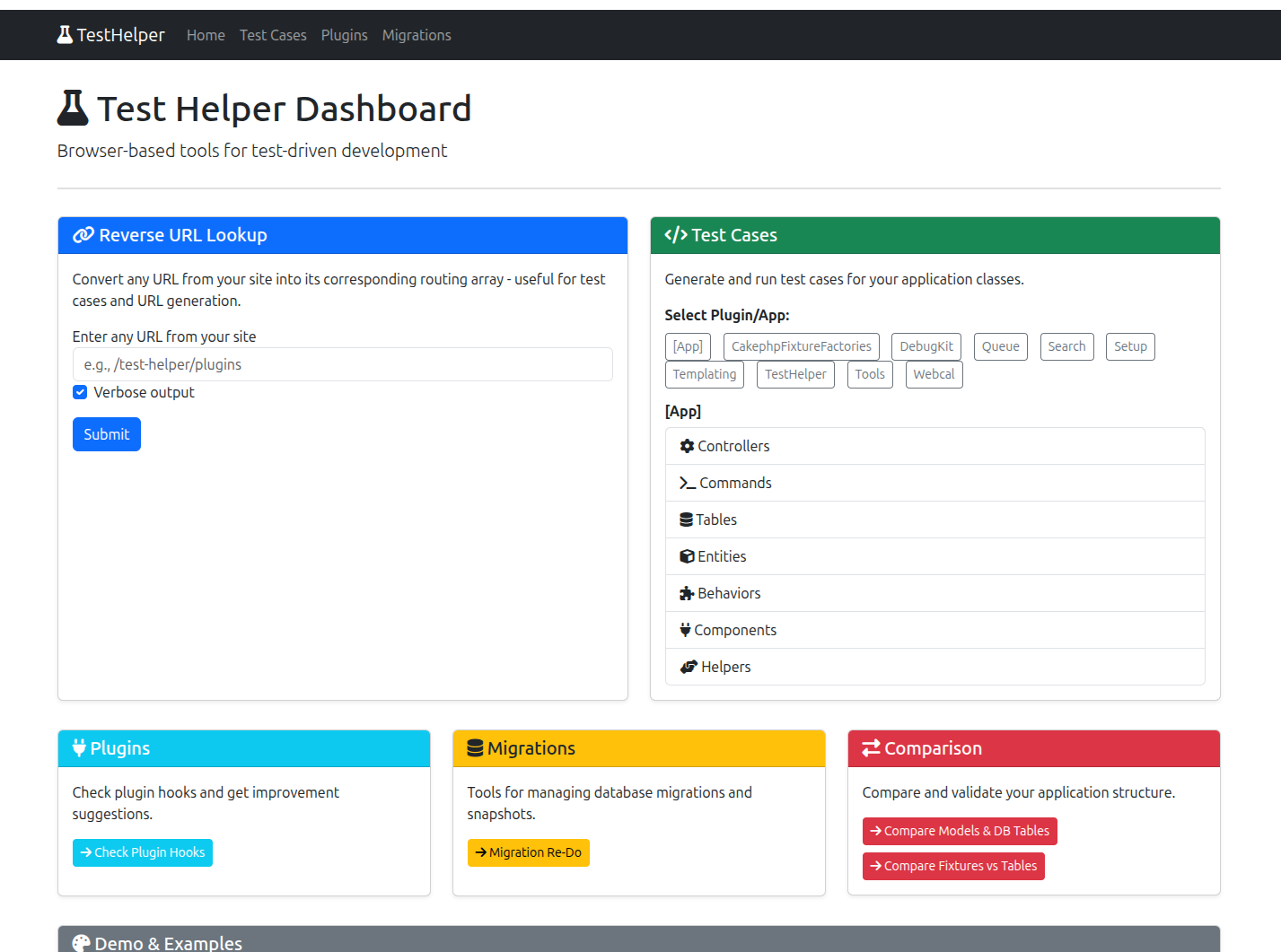 TestHelper dashboard